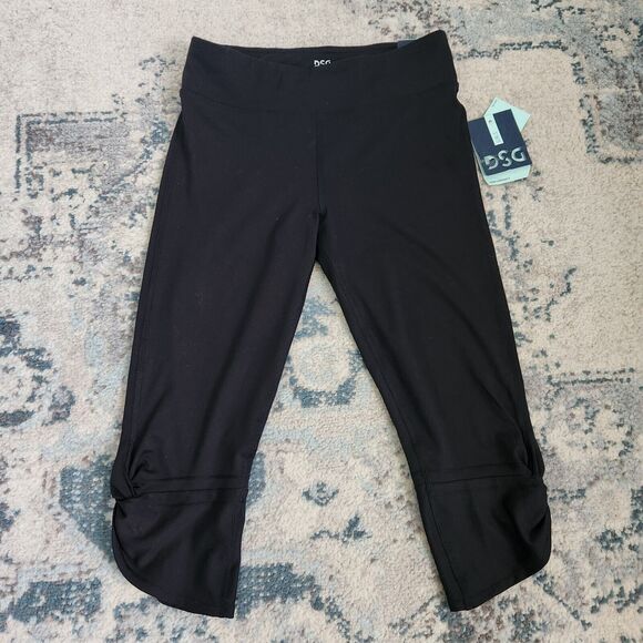 DSG Girl's Large Knot Hem Performance Capri Pants Leggings Black NWT - Picture 1 of 7